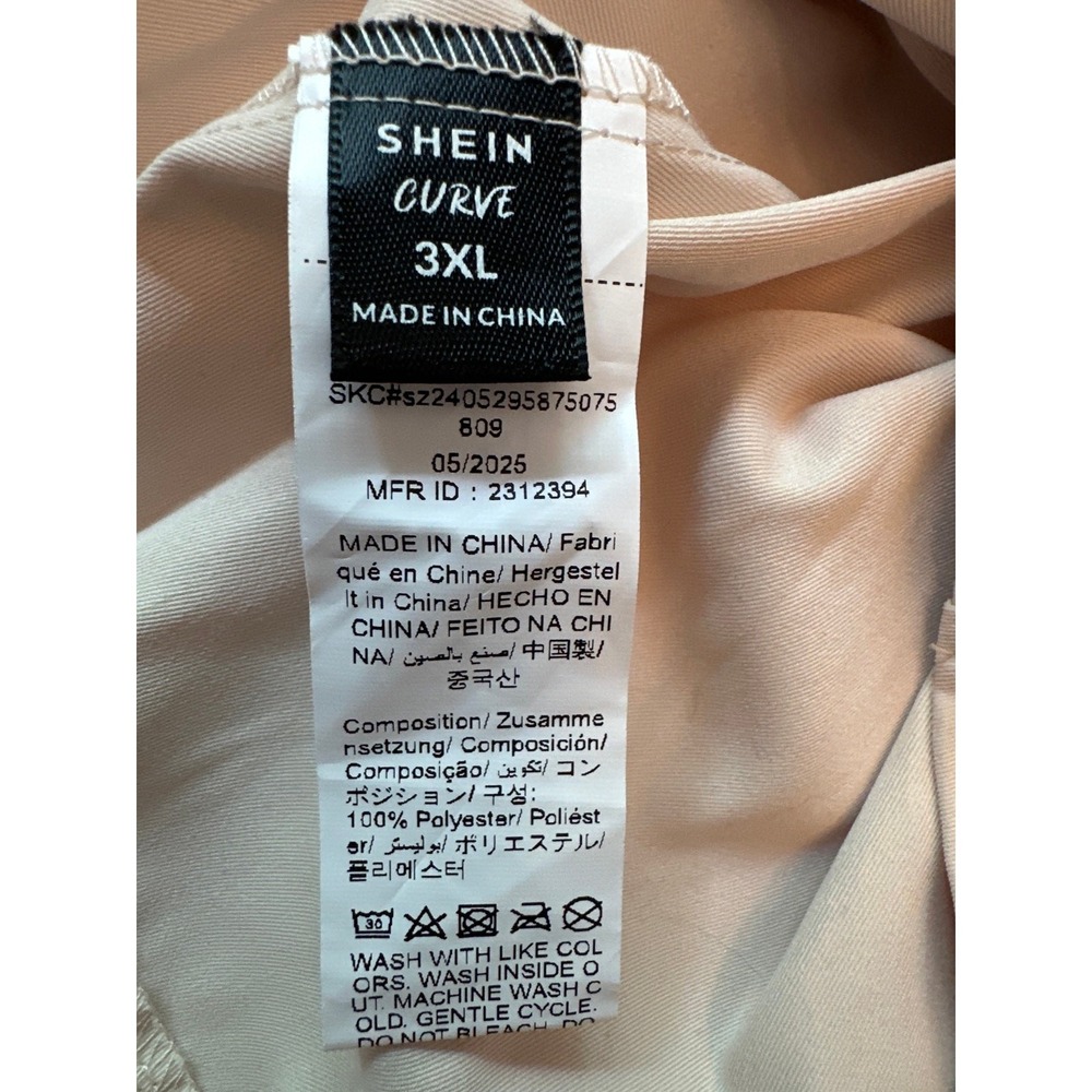 SHEIN Utility Jacket Women 3XL Beige Lightweight Cargo Roll Tab Zip Front - Picture 3 of 6